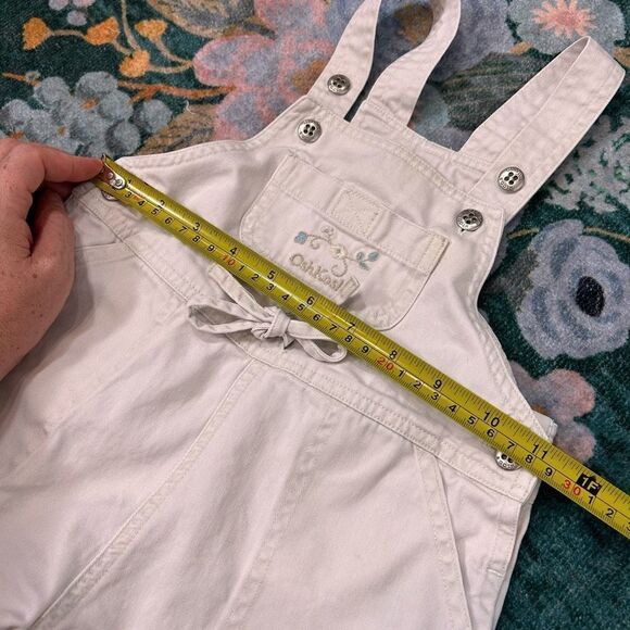 OshKosh B’Gosh Vintage Baby Girl Overalls Beige Ruffle Romper 12 months Outfit - Picture 9 of 12
